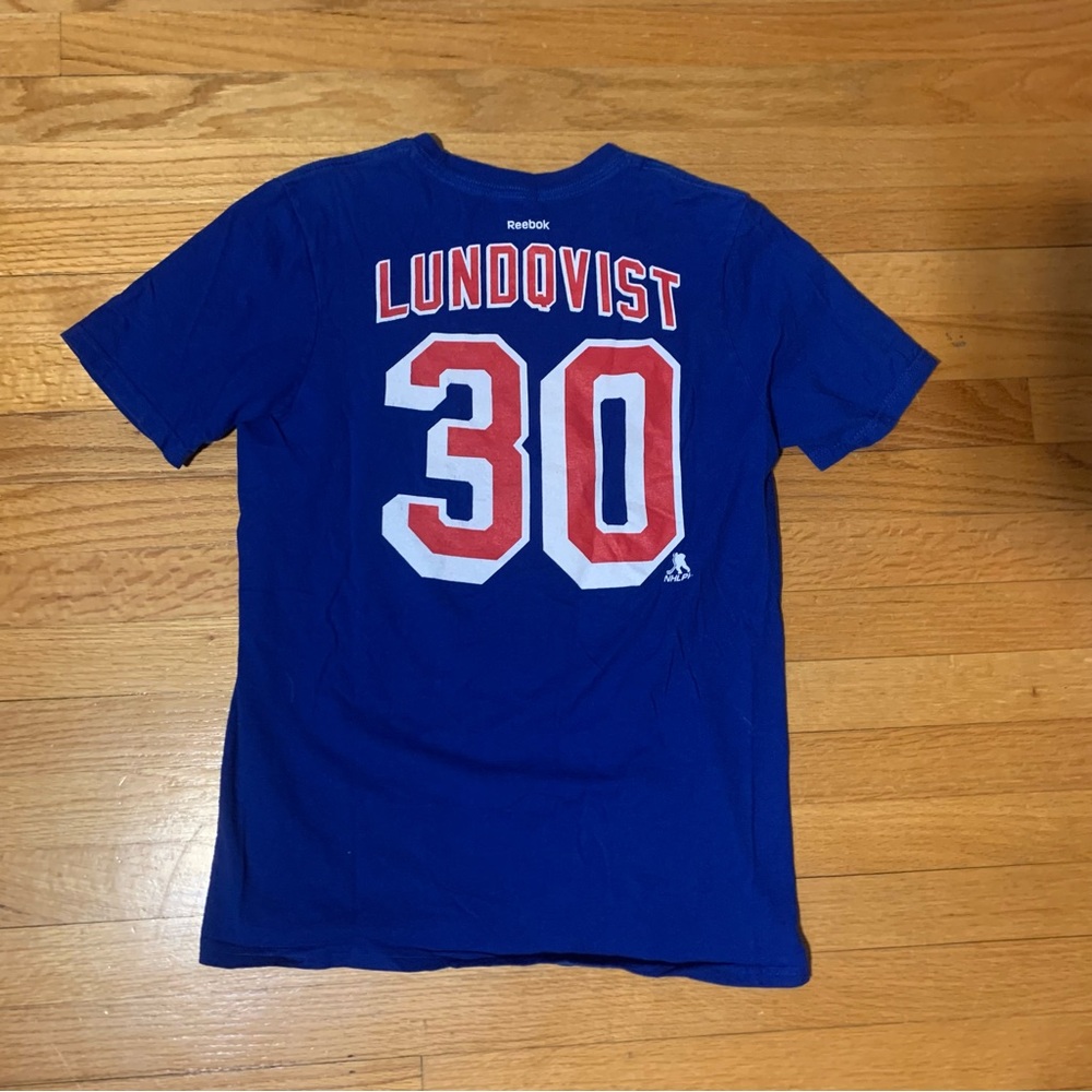 Reebok NHL New York Rangers Henrik Lundqvist 30 Jersey T-Shirt Blue Youth XL